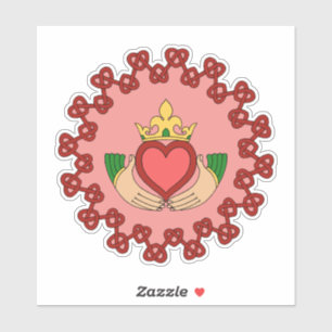 Sticker Claddagh et Red Knotwork sur rose