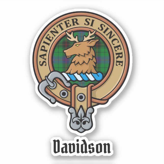 Sticker Clan Davidson Crest sur Tartan (Devant)