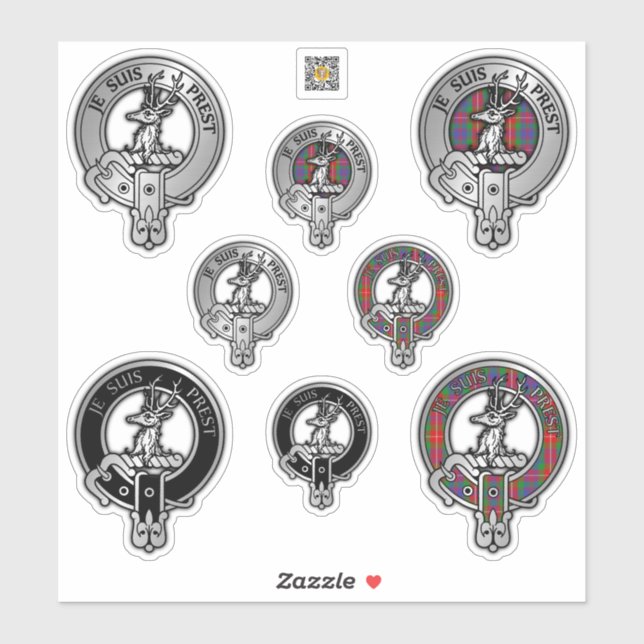 Sticker Clan Fraser de Lovat Crest & Tartan (Feuille)