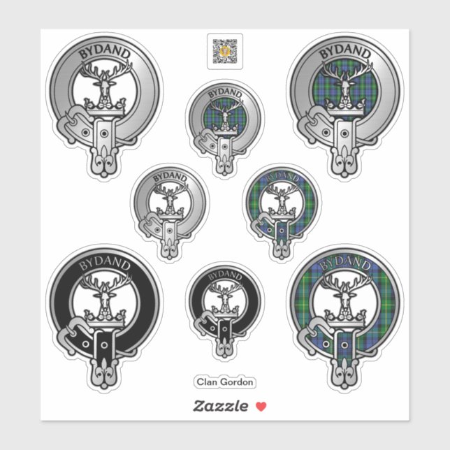 Sticker Clan Gordon Crest & Tartan (Feuille)
