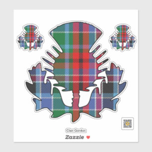 Sticker Clan Gordon Red Tartan Thistle