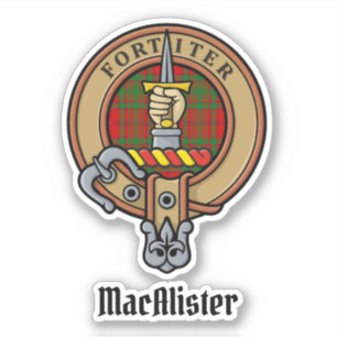 Sticker Clan MacAlister Crest sur Glenbarr Tartan