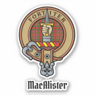 Sticker Clan MacAlister Crest sur l'autocollant Tartan