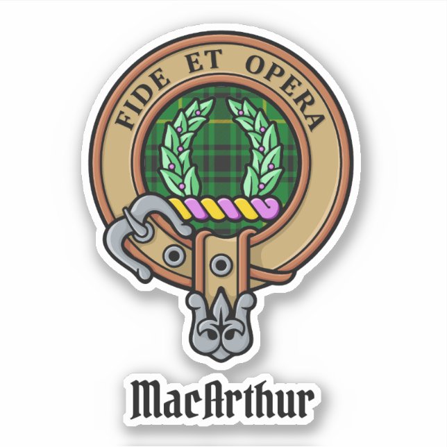 Sticker Clan MacArthur Crest sur Tartan (Devant)