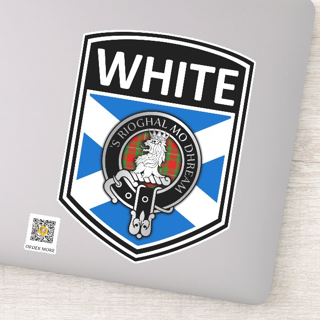 Sticker Clan MacGregor Crest & Tartan Saltire - Blanc (Détail)