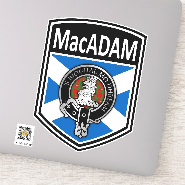 Sticker Clan MacGregor Crest & Tartan Saltire - MacAdam (Détail)