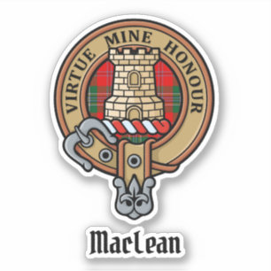 Sticker Clan MacLean Crest sur Tartan