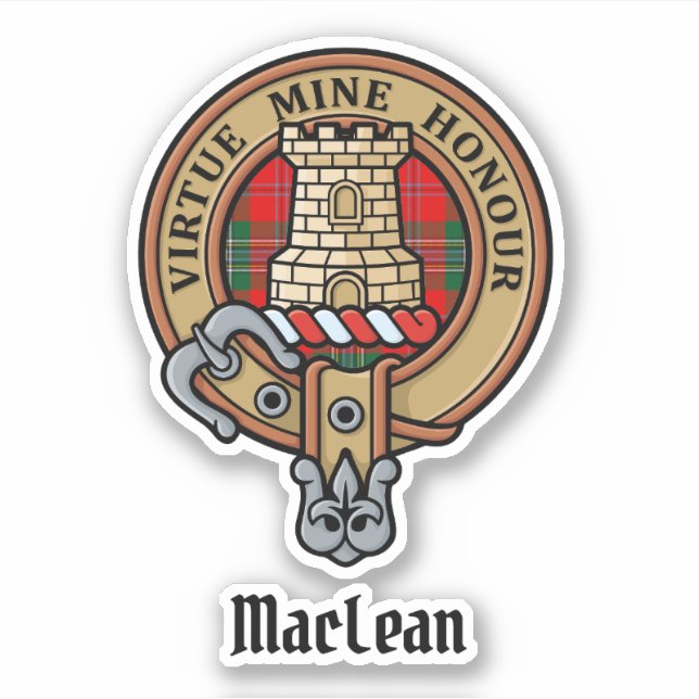 Sticker Clan MacLean Crest sur Tartan (Devant)