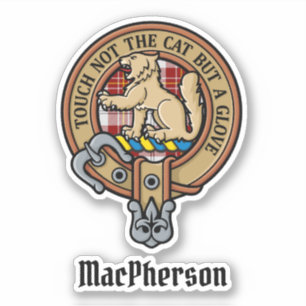 Sticker Clan MacPherson Crest sur la robe rouge Tartan