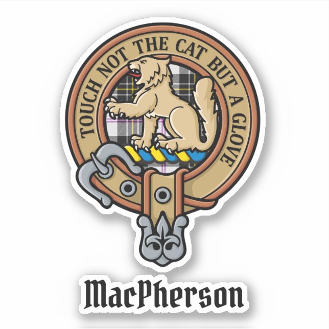 Sticker Clan MacPherson Crest sur l'autocollant Tartan (Devant)