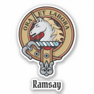 Sticker Clan Ramsay Crest sur Red Tartan