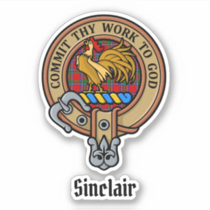 Sticker Clan Sinclair Crest sur Tartan