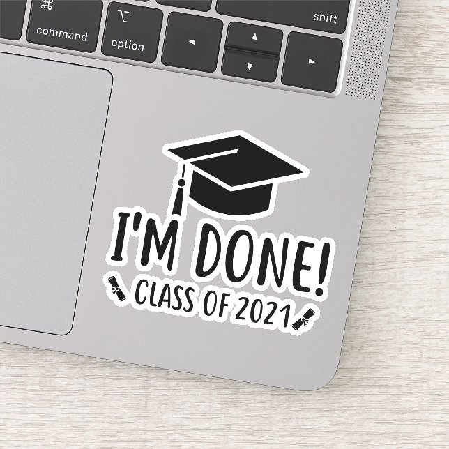 Sticker Classe de 2021, Je suis Terminé Graduation (Détail)
