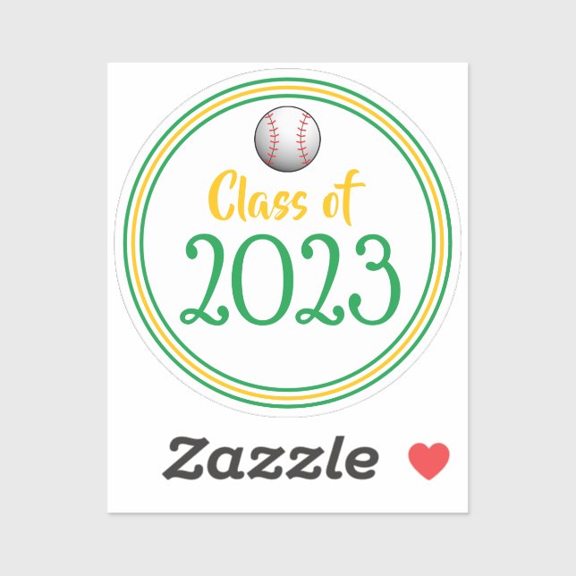 Sticker Classe de base-ball Green & Gold Année d'obtention (Feuille)