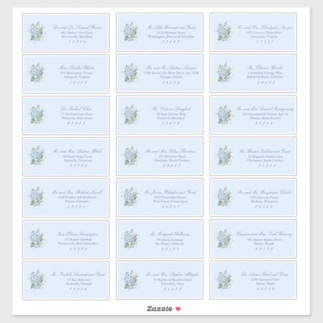 Sticker Classic Dusty Blue Wedding Guest Address Labels (Feuille)