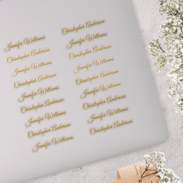 Sticker Classic Handwriting 18 Guest Names - Gold (Créateur téléchargé)