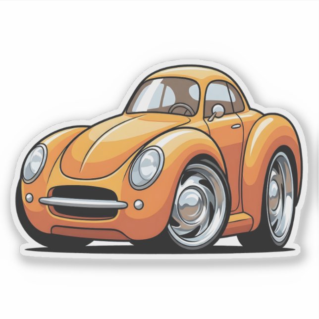 Sticker Classic Orange Toon Car (Devant)