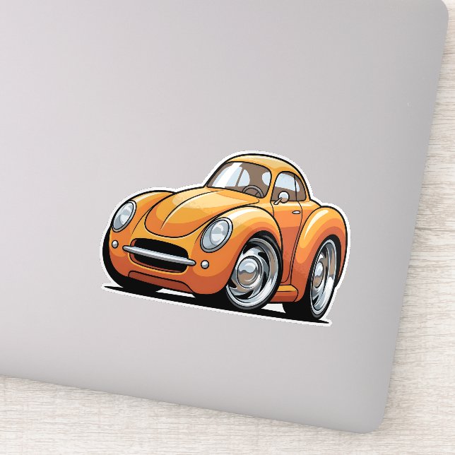 Sticker Classic Orange Toon Car (Détail)