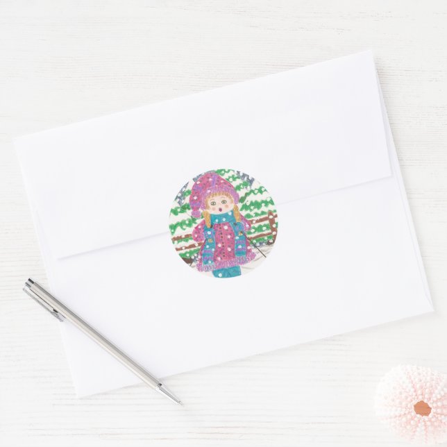 Sticker Classic Round Girl (Enveloppe)