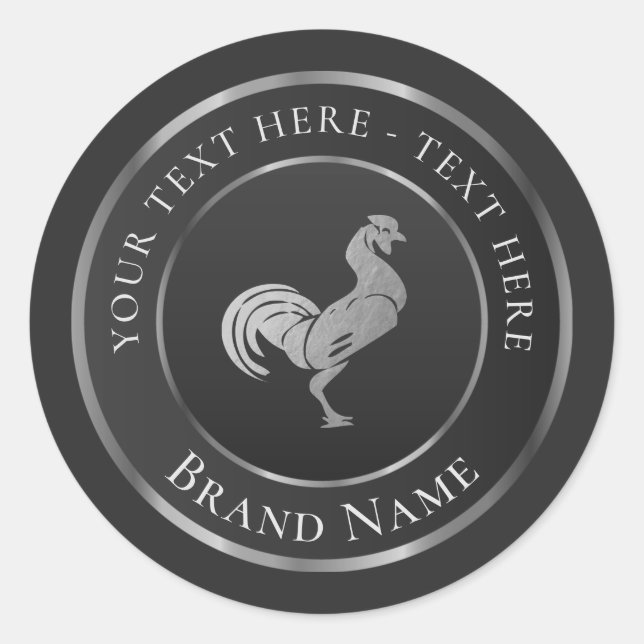 Sticker Classic Round Logo Argent Rooster (Devant)