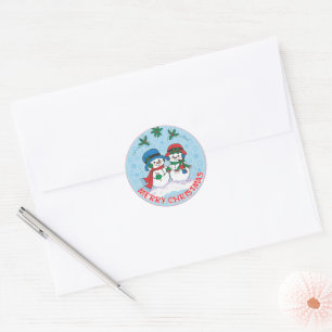Sticker Classic Round Snowman