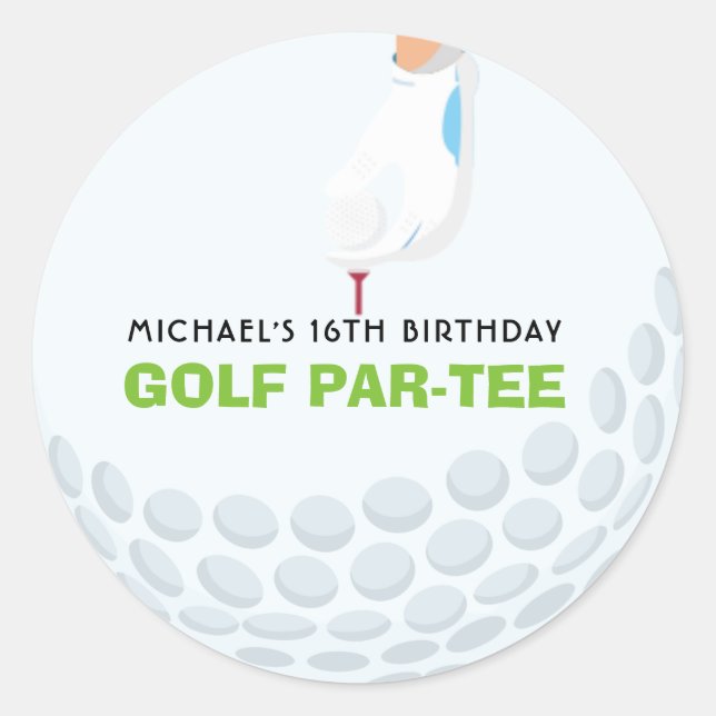 Sticker classique à thème d'anniversaire de golf (Devant)
