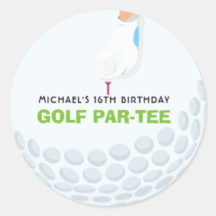 Sticker classique à thème d'anniversaire de golf
