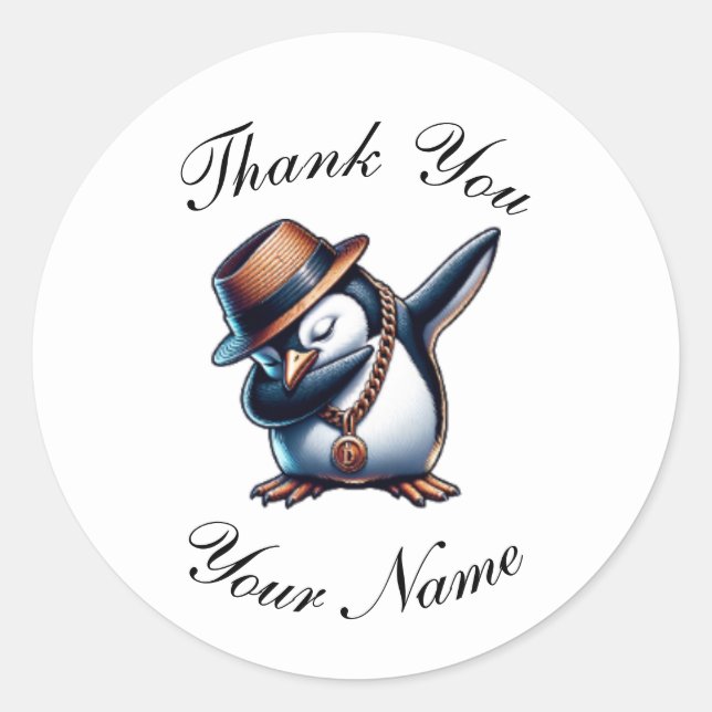 Sticker classique en Merci de pingouin (Devant)