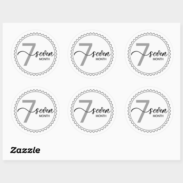 Sticker classique rond 7 mois (Feuille)