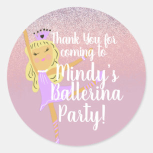 Sticker classique rond Ballerina Party