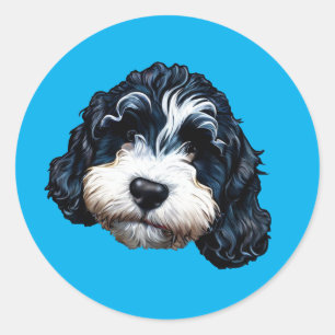 Sticker classique rond Bernedoodle