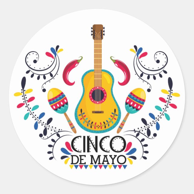 Sticker Classique Rond Cinco De Mayo (Devant)