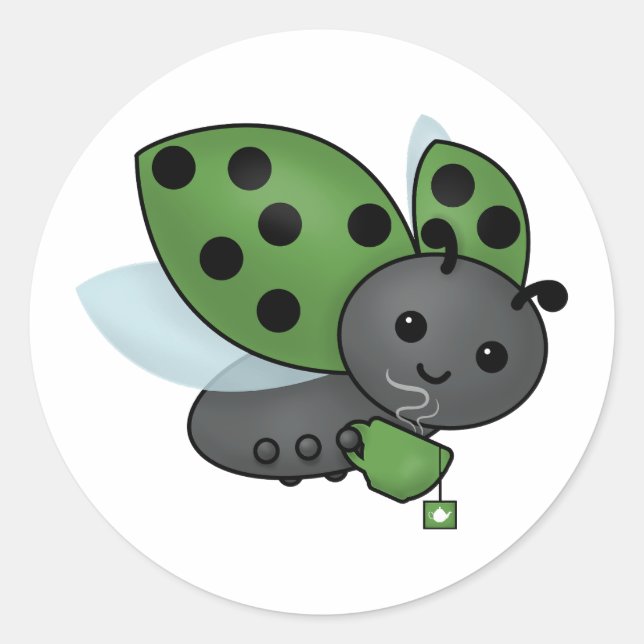 Sticker classique rond Ladybug pour boire du thé (Devant)