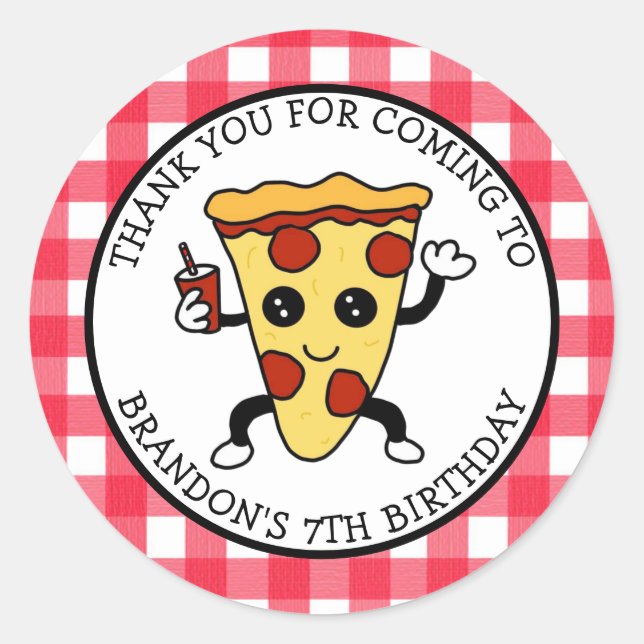 Sticker classique rond pour pizza d'anniversaire p (Devant)