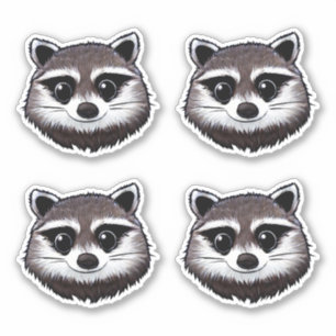 Sticker classique rond Raccoon