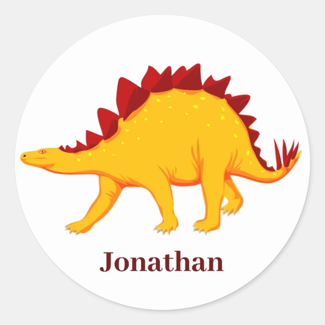 Sticker classique rond Stegosaurus Dinosaur Design (Devant)