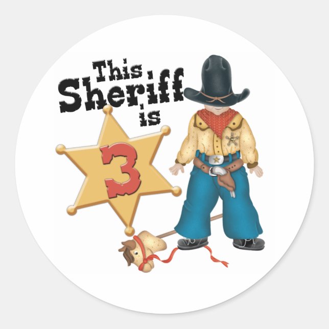 Sticker classique Sheriff 3e anniversaire (Devant)