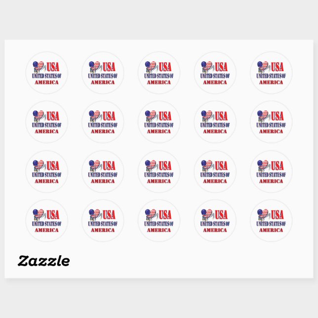 Sticker classique T-shirt 4 juillet USA (Feuille)
