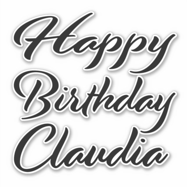 Sticker Claudia Nom Prénom Anniversaire de la Broderie noi (Devant)