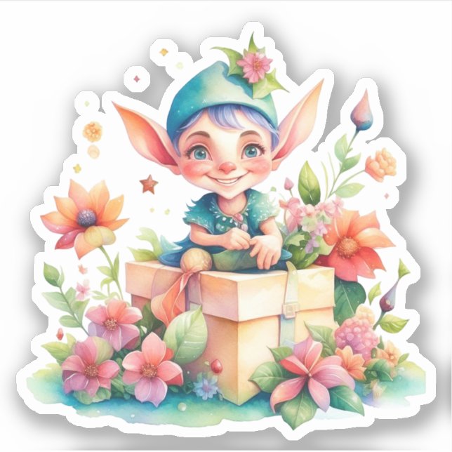 Sticker Clause Elf Whimsical Cute Noël (Devant)
