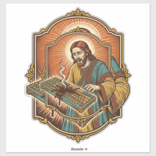 Sticker Clavier Mécanique Cassé par un Café Jésus Technolo