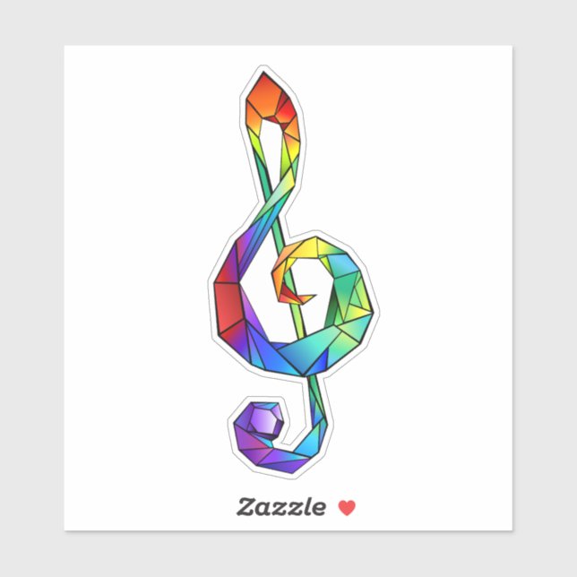 Sticker Clé de musique arc-en-ciel (Feuille)