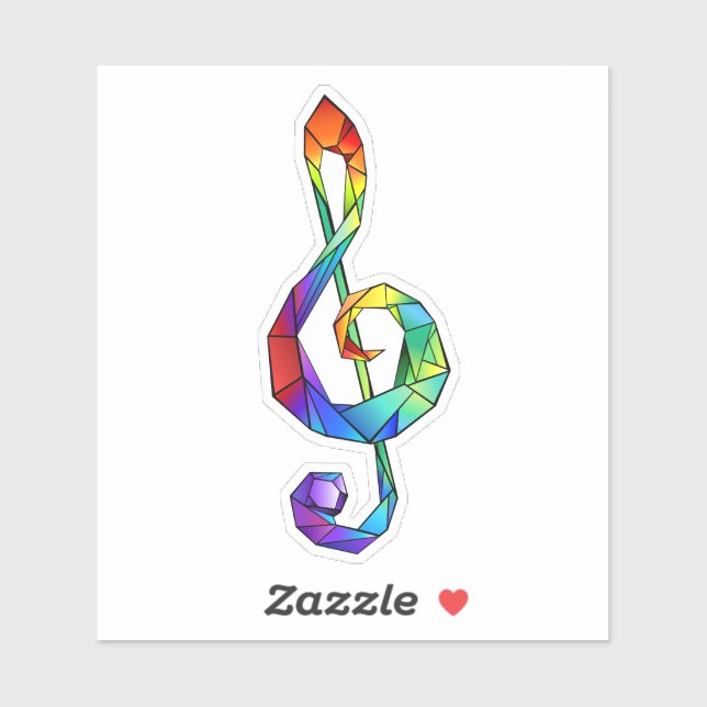 Sticker Clé de musique arc-en-ciel (Feuille)