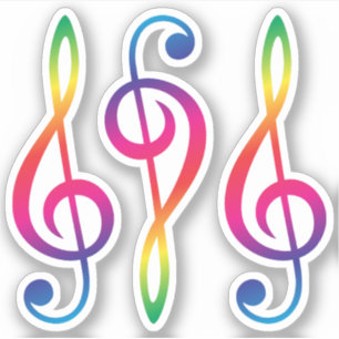Sticker Clé G arc-en-ciel