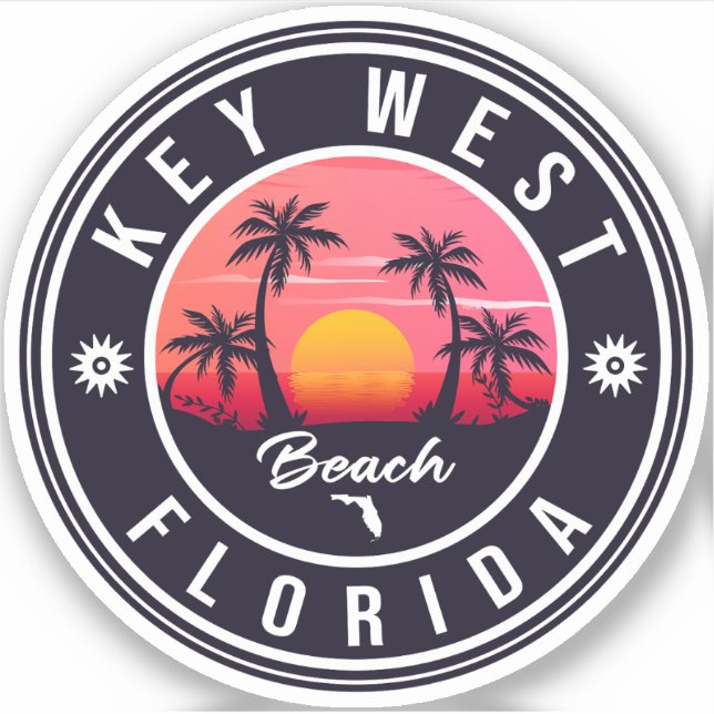 Sticker clé ouest Floride Sunset Vacances Souvenirs (Devant)