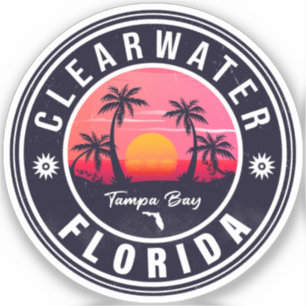 Sticker Clearwater Beach Floride Rétro Sunset Souvenirs