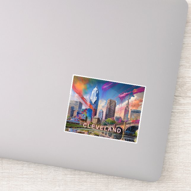 Sticker Cleveland Skyline Art Abstrait (Détail)