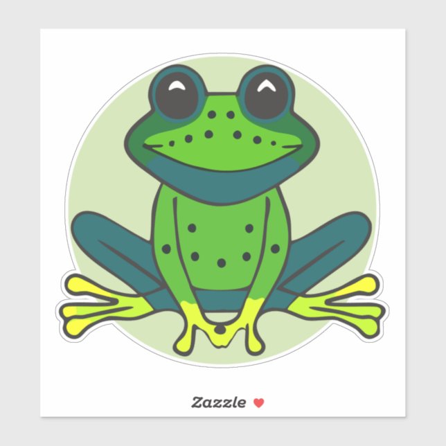 Sticker Clipart de dessin de grenouille verte Design-74742 (Feuille)