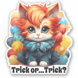Sticker Clown Cat - "Trick or...Trick ?"