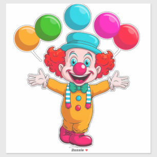 Sticker Clown joyeux avec ballons célébrant un anniversair